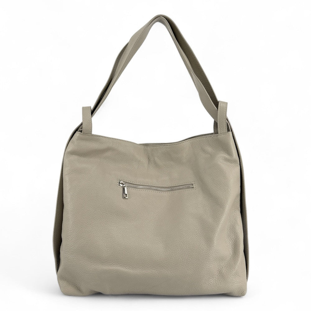 Sac à main sac à dos en cuir grainé SOHO Gris clair