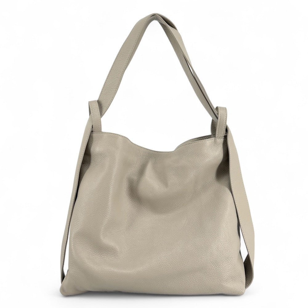 Sac à main sac à dos en cuir grainé SOHO Gris clair