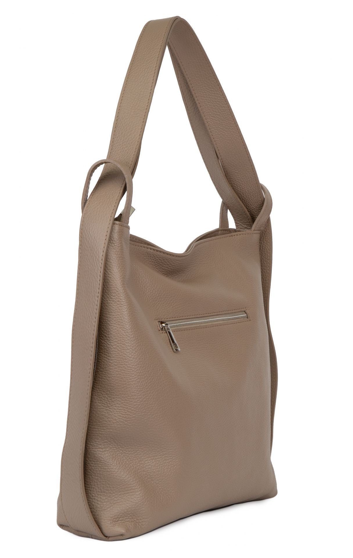 Sac à main sac à dos en cuir grainé SOHO Taupe clair