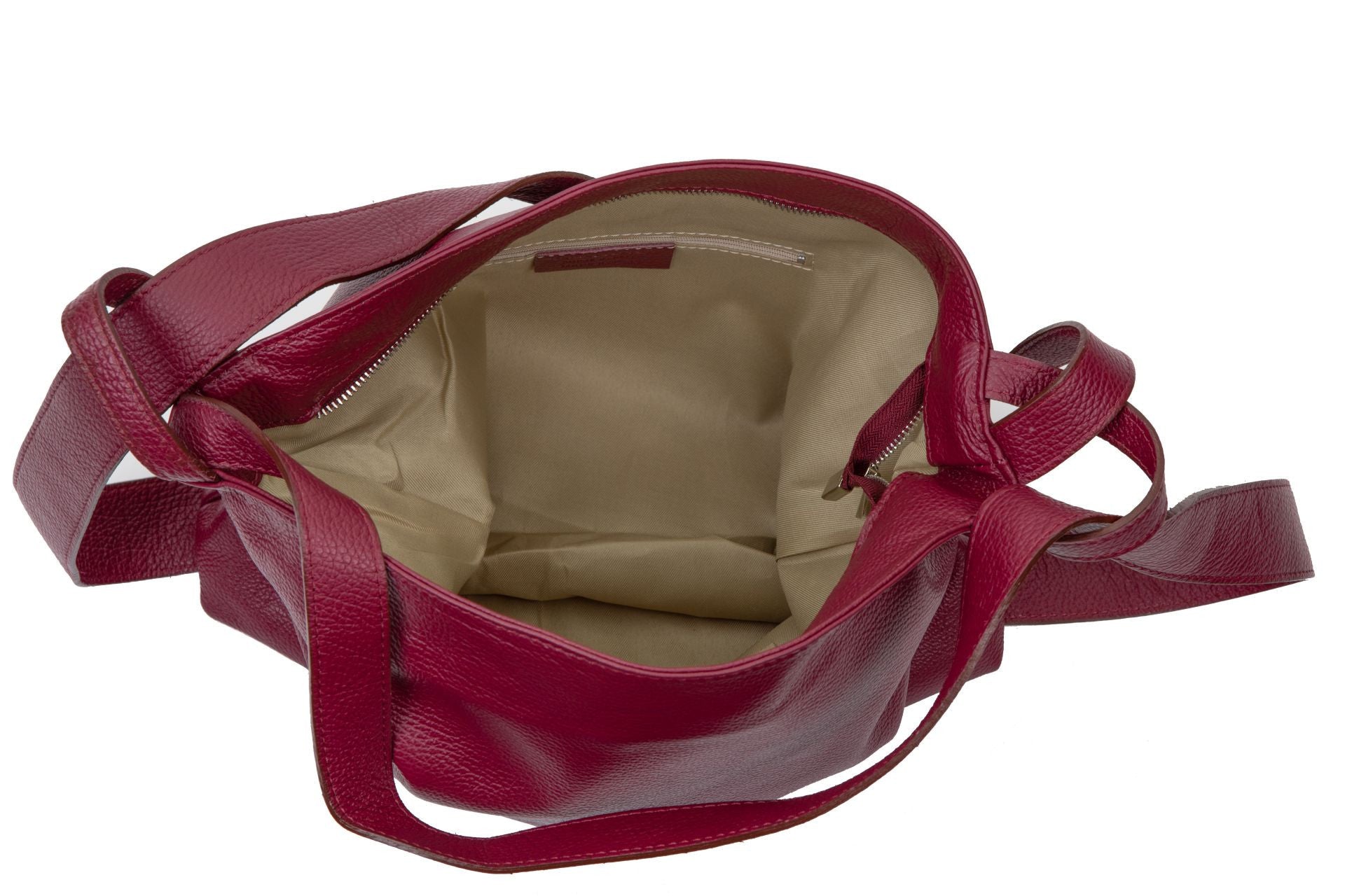 Sac à main sac à dos en cuir grainé SOHO Rouge bordeaux