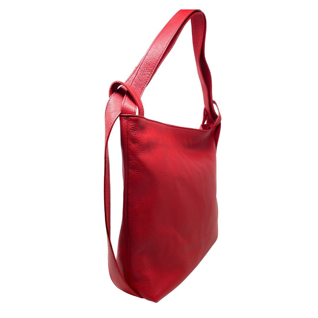 Sac à main sac à dos en cuir grainé SOHO Rouge garance