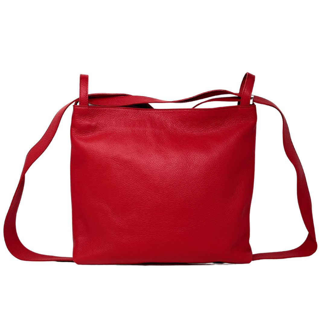 Sac à main sac à dos en cuir grainé SOHO Rouge garance