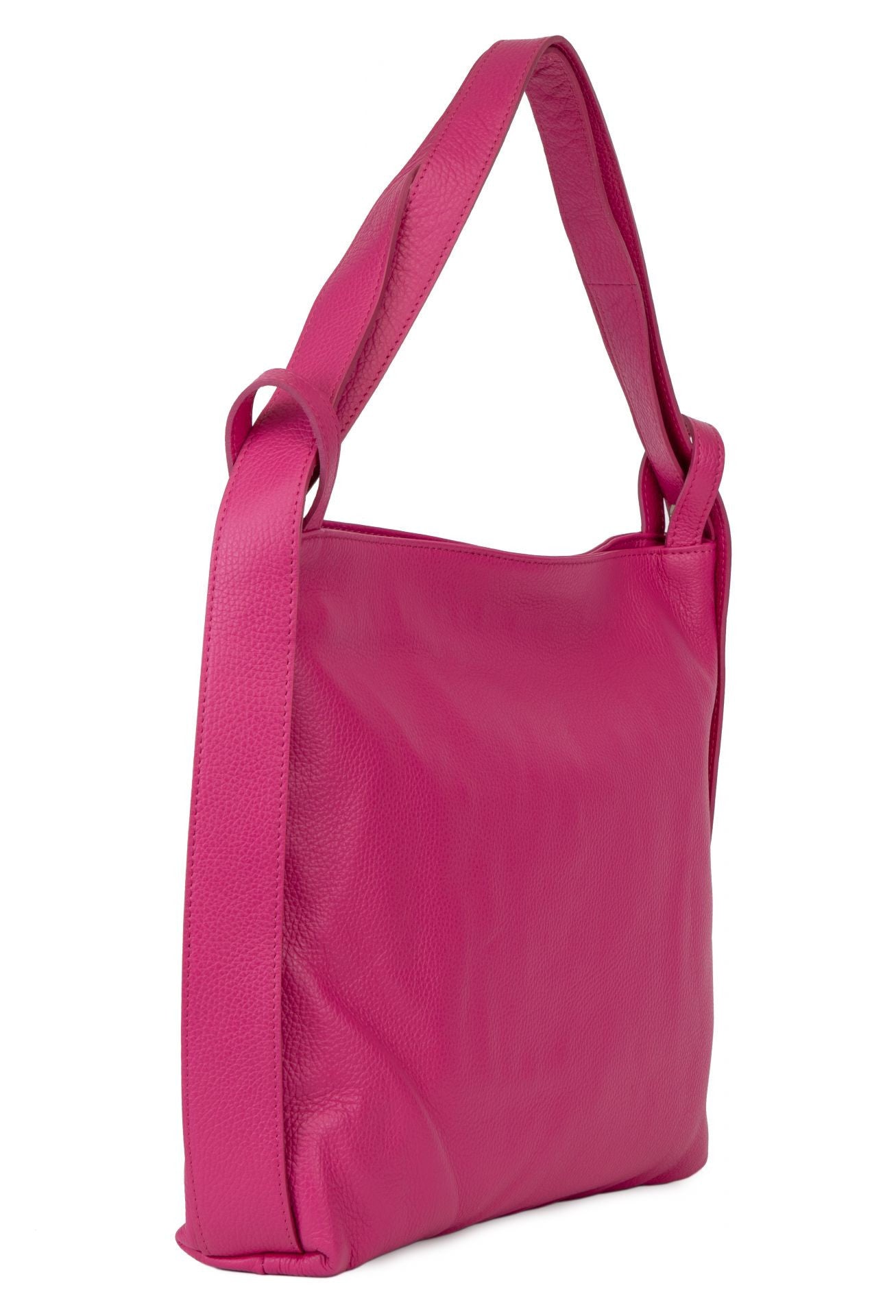 Sac à main sac à dos en cuir grainé SOHO Rose fuchsia