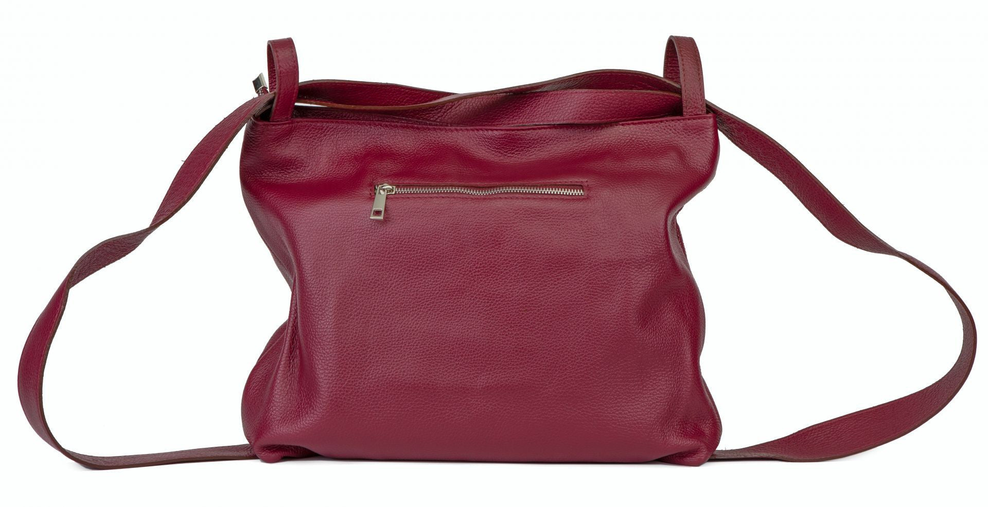 Sac à main sac à dos en cuir grainé SOHO Rouge bordeaux