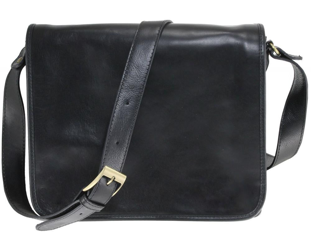 Sac besace messager en cuir italien RIGA Noir