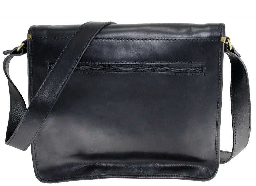 Sac besace messager en cuir italien RIGA Noir