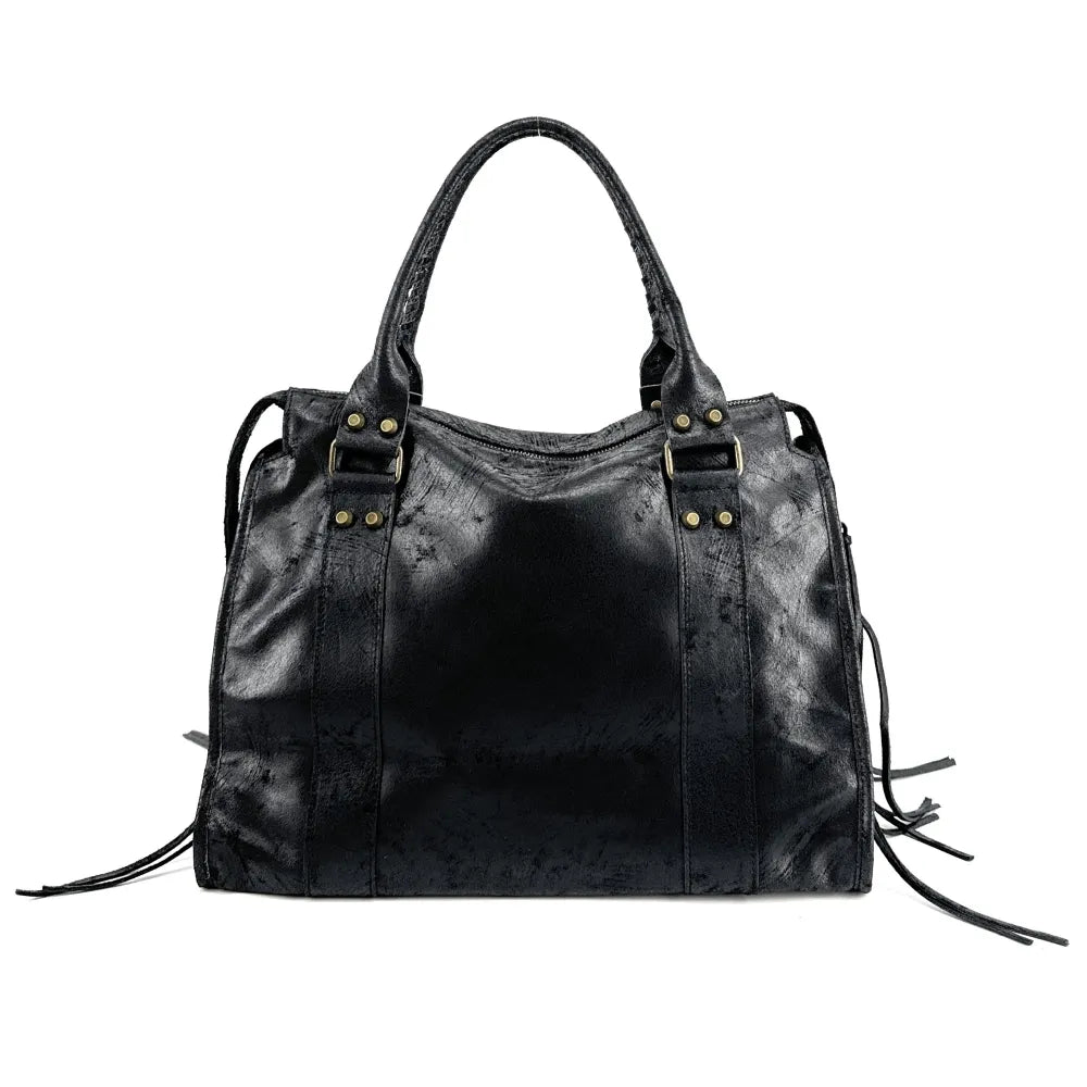 Sac à main en cuir effet brossé SANDSTORM E.L. SIROCCO Noir Noir