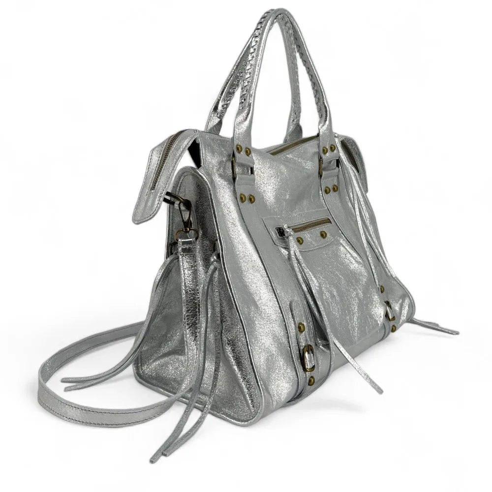 Sac à main en suir irisé SANDSTORM E.L. SIROCCO Argent clair Argent clair