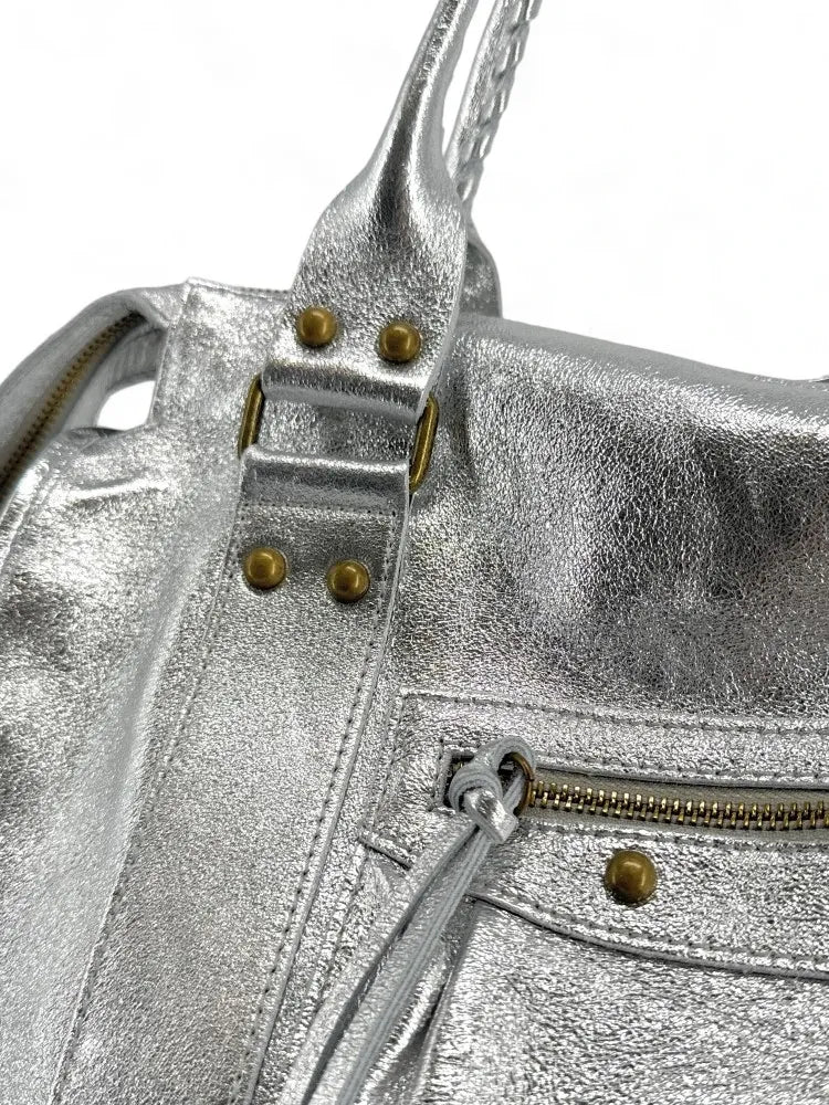Sac à main en suir irisé SANDSTORM E.L. SIROCCO Argent clair Argent clair