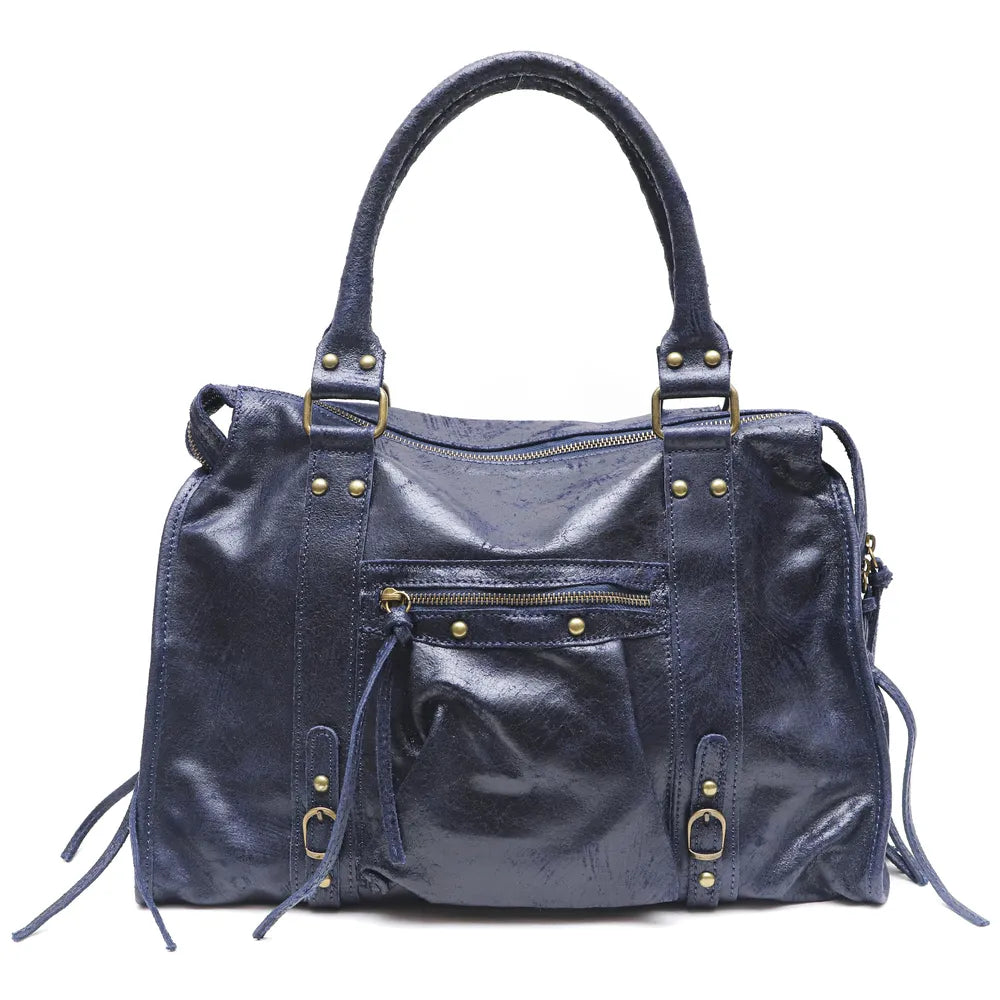 Sac à main en cuir brossé SANDSTORM Bleu marine Bleu marine