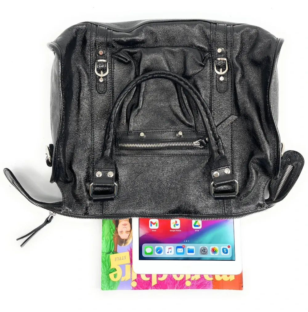Sac à main tendance en cuir métallisé SANDSTORM Noir Noir irisé