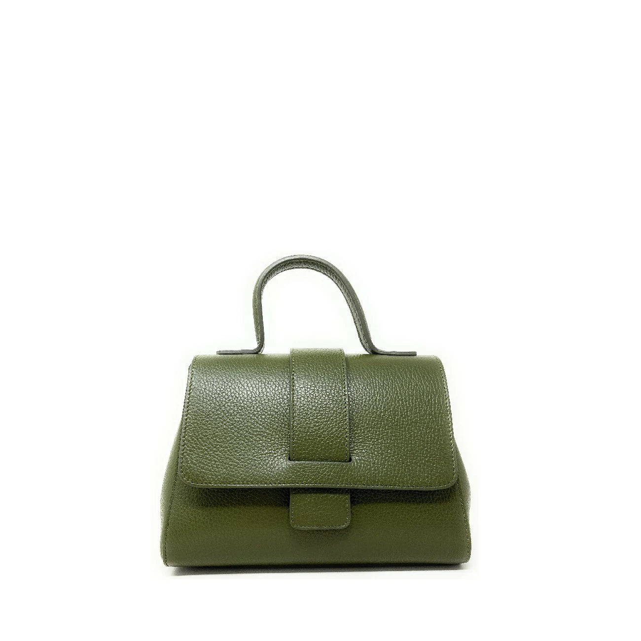 Grained leather shoulder bag SMART Olive green
