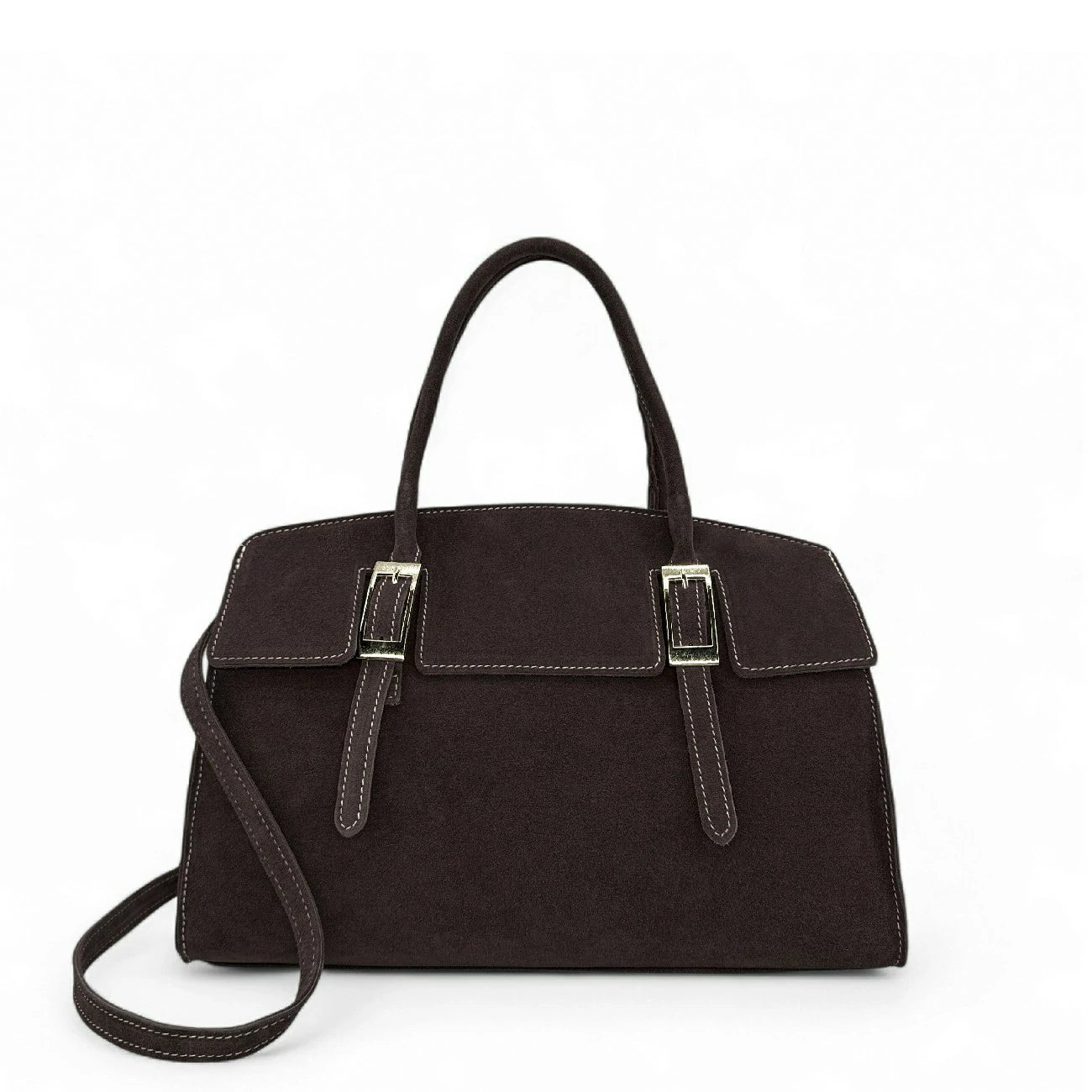 Sac mallette en daim WHAT'S UP Chocolat