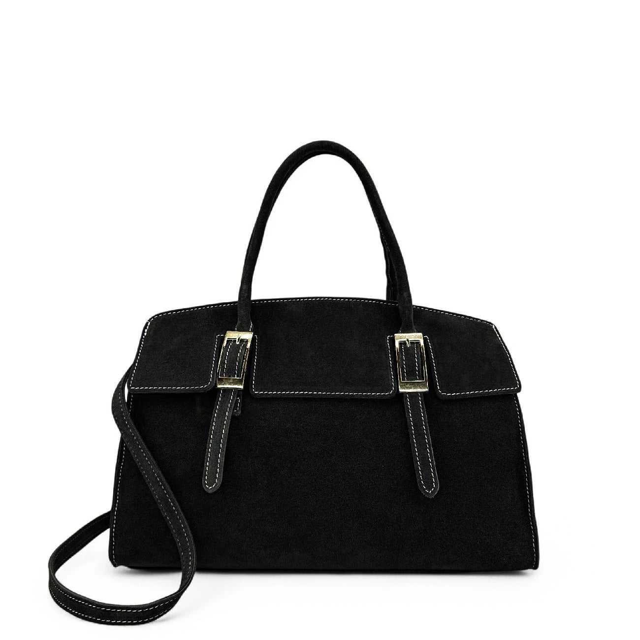 Sac mallette en croûte de cuir WHAT'S UP Noir