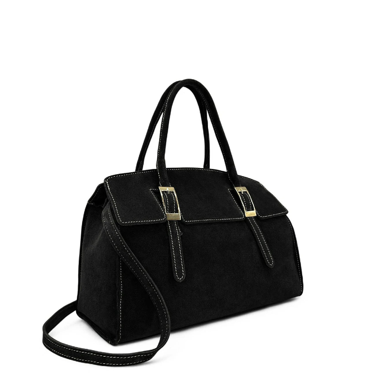 Sac mallette en croûte de cuir WHAT'S UP Noir