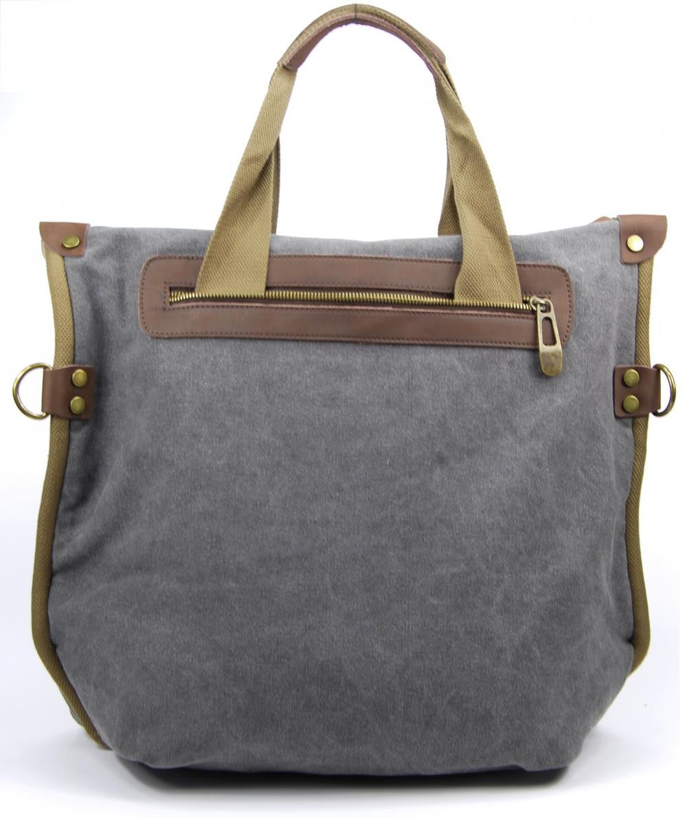 Sac à main week-end cuir et toile BARBADE Gris clair