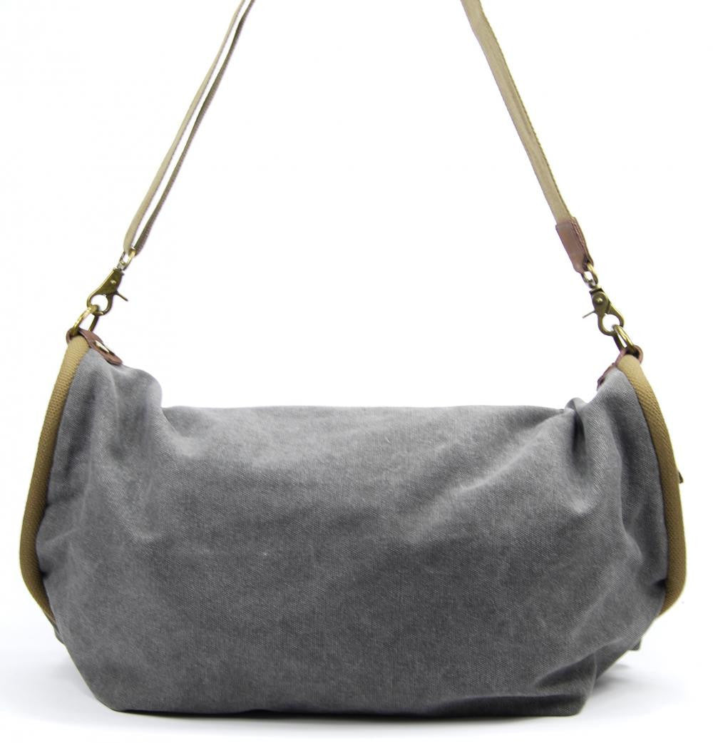 Sac à main week-end cuir et toile BARBADE Gris clair
