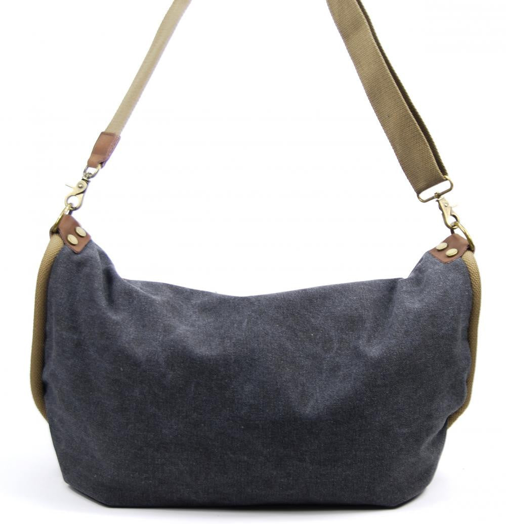 Sac à main week-end cuir et toile BARBADE Noir