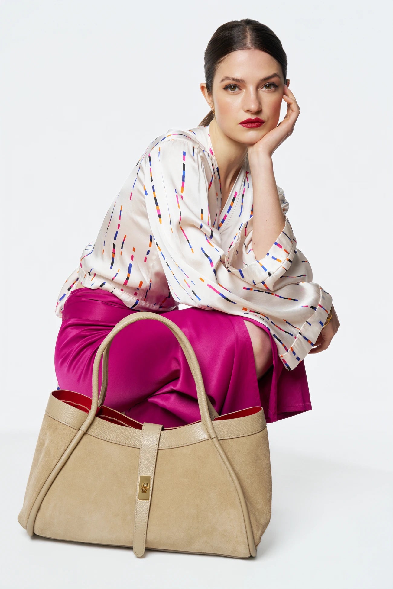 Cabas bowler bi-matière ABERDEEN Beige crème