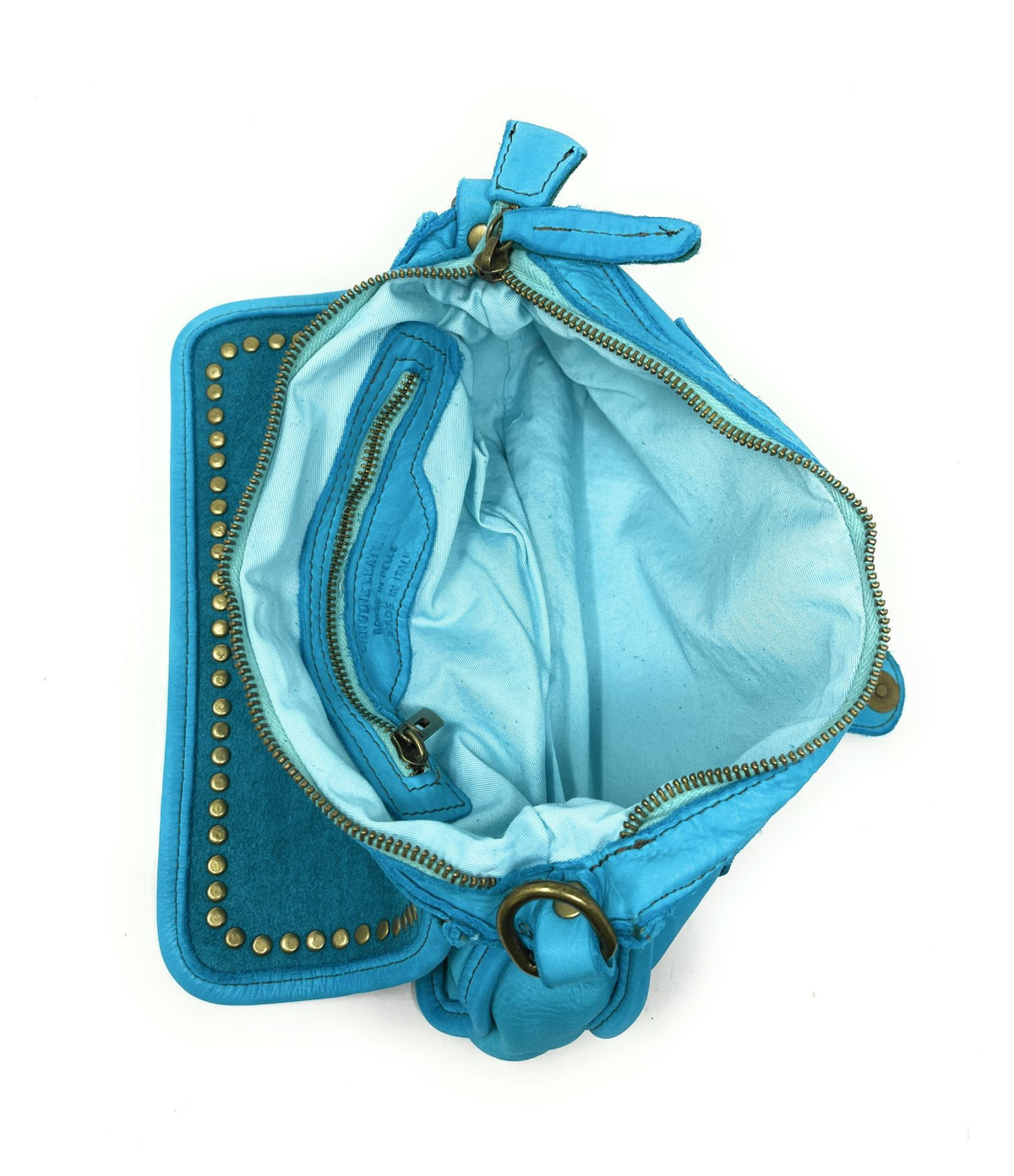 Sac french stick en cuir vintage MISS COACHELLA Bleu turquoise