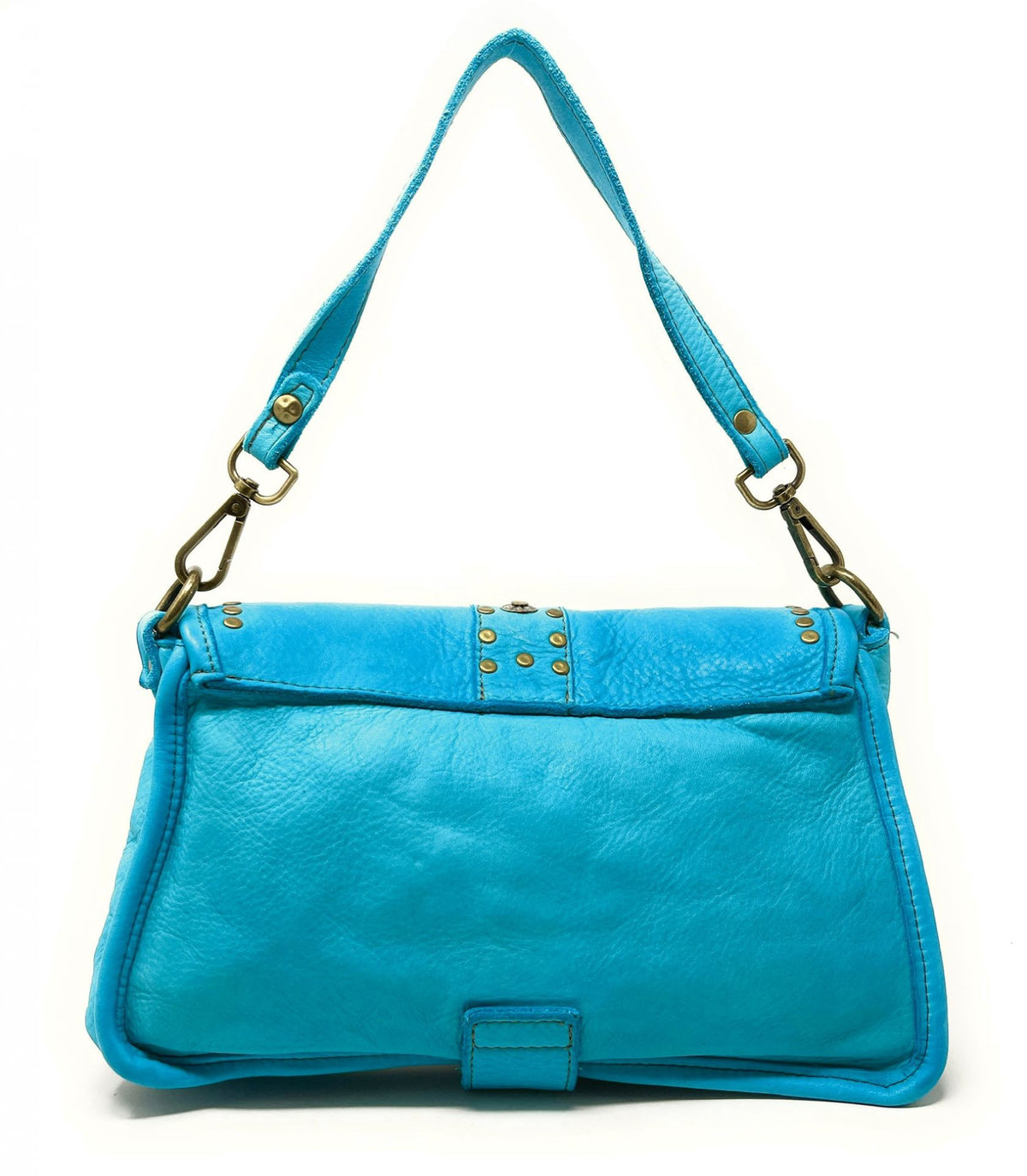 Sac french stick en cuir vintage MISS COACHELLA Bleu turquoise