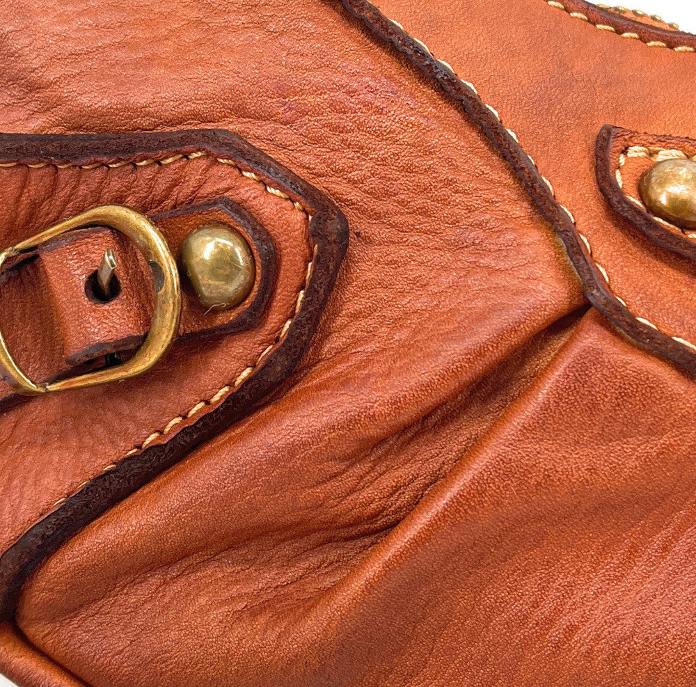 Sac croissant en cuir vintage MISS LUNA Camel
