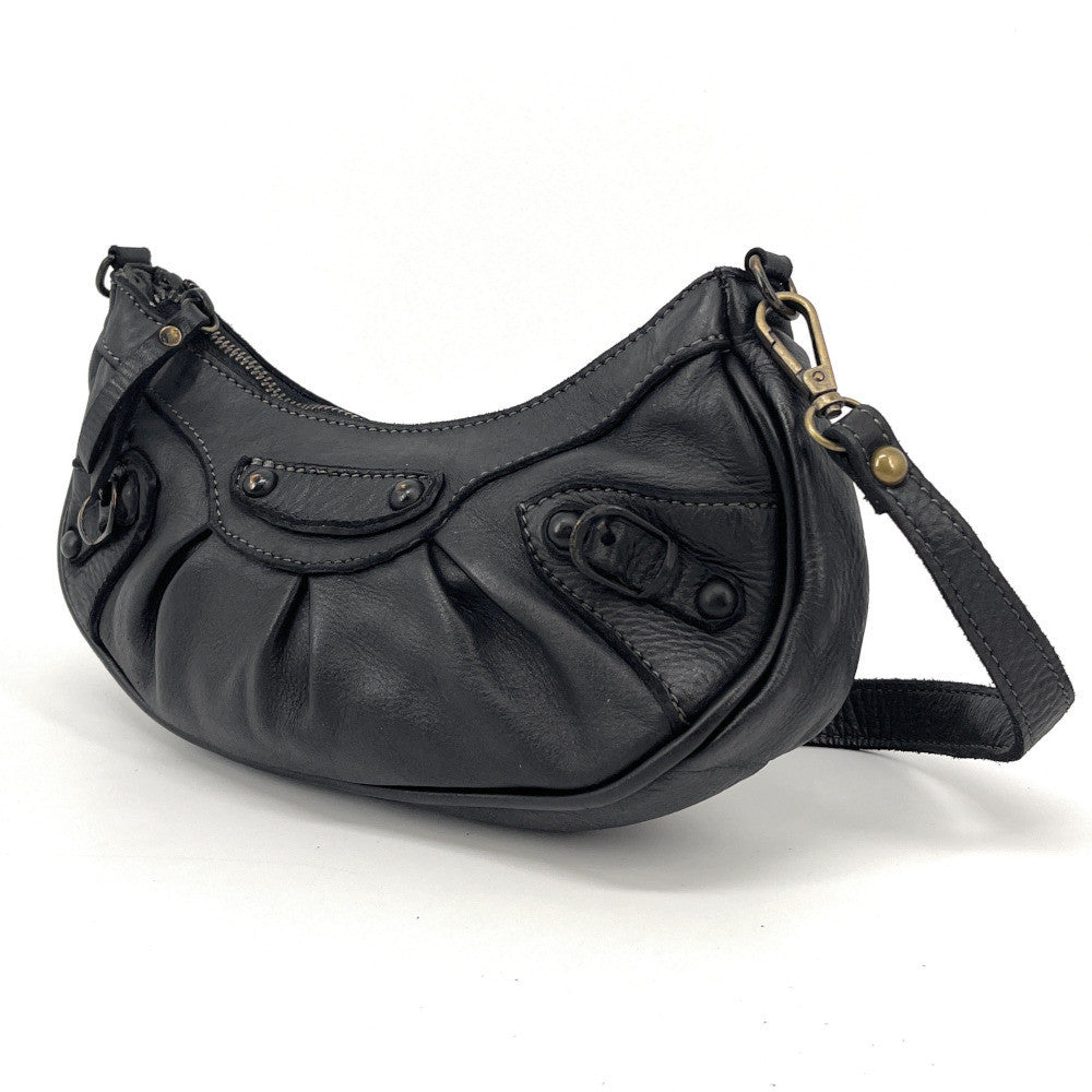Sac croissant en cuir vintage MISS LUNA Noir