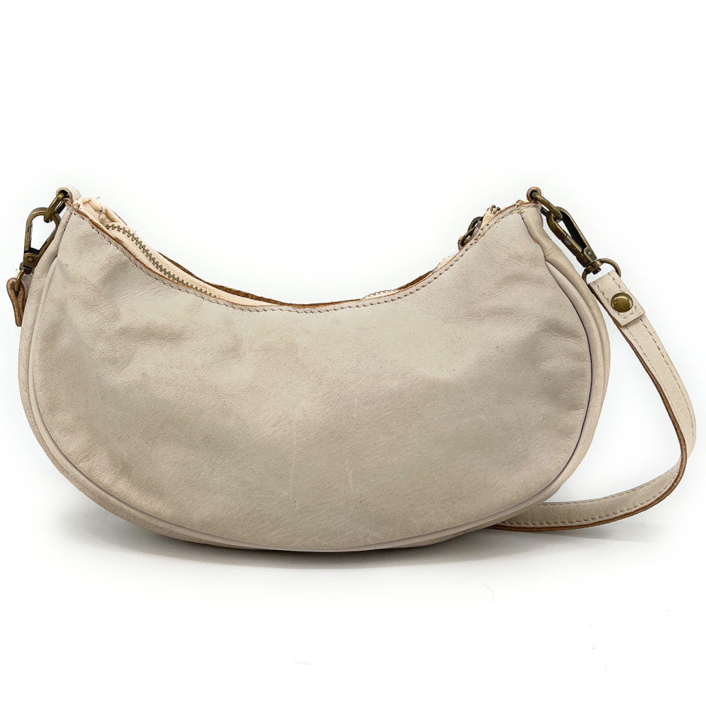 Sac croissant en cuir vintage MISS LUNA Taupe clair