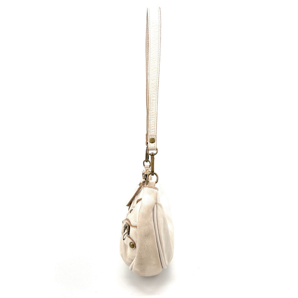 Sac croissant en cuir vintage MISS LUNA Taupe clair