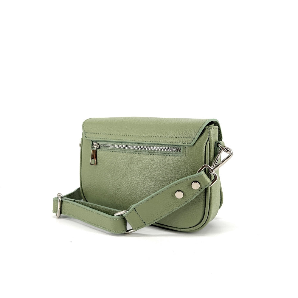 Sac french stick en cuir grainé BAGGY Vert amande