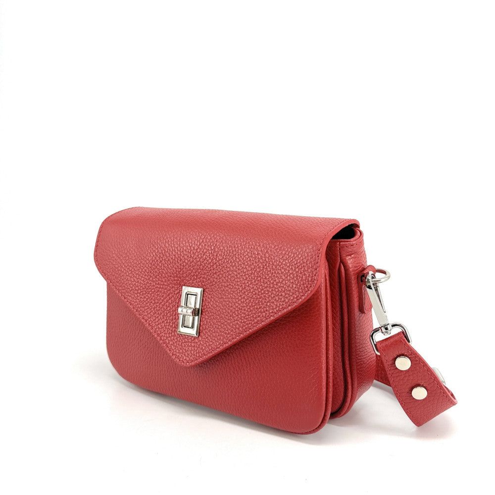 Sac french stick en cuir grainé BAGGY Rouge garance