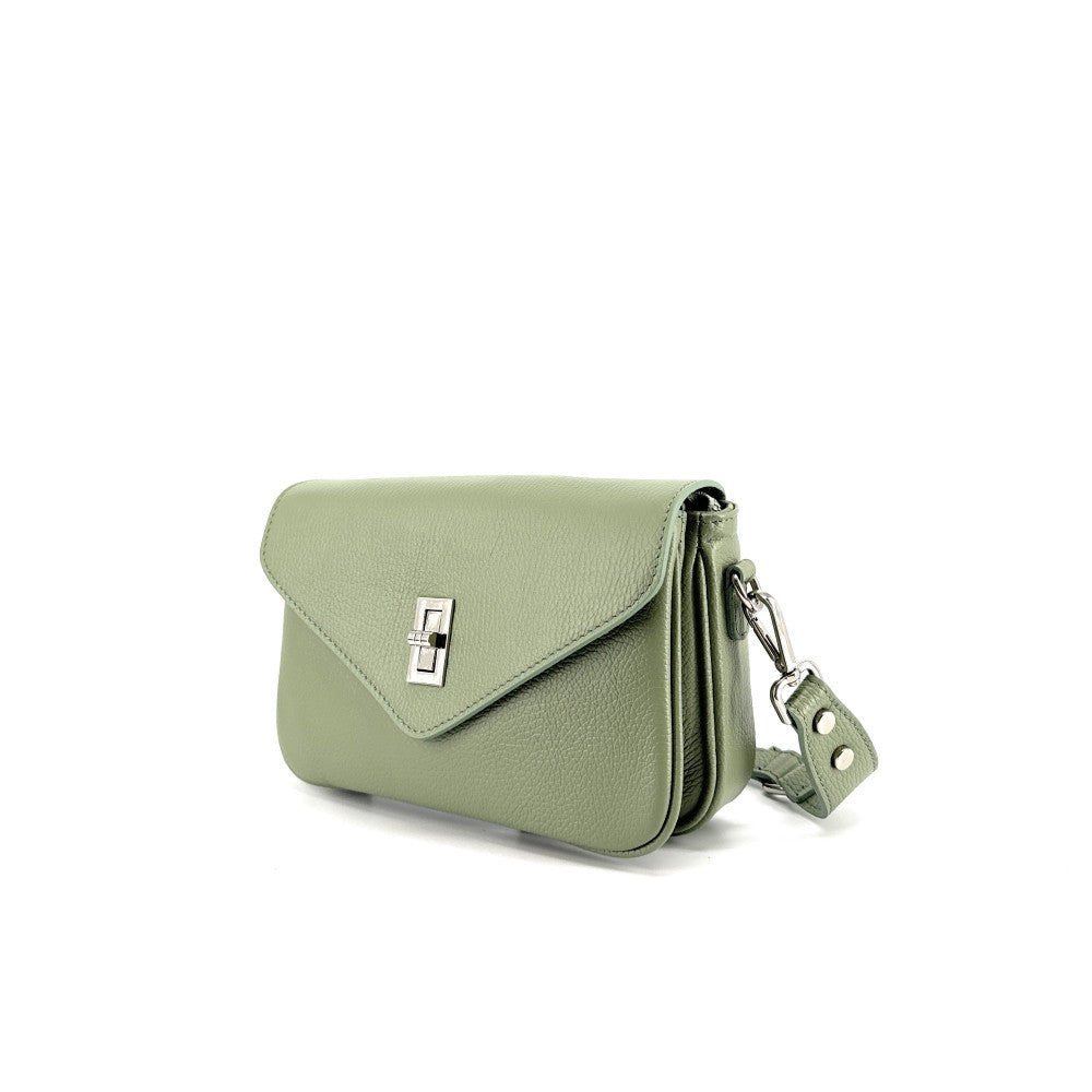 Sac french stick en cuir grainé BAGGY Vert amande