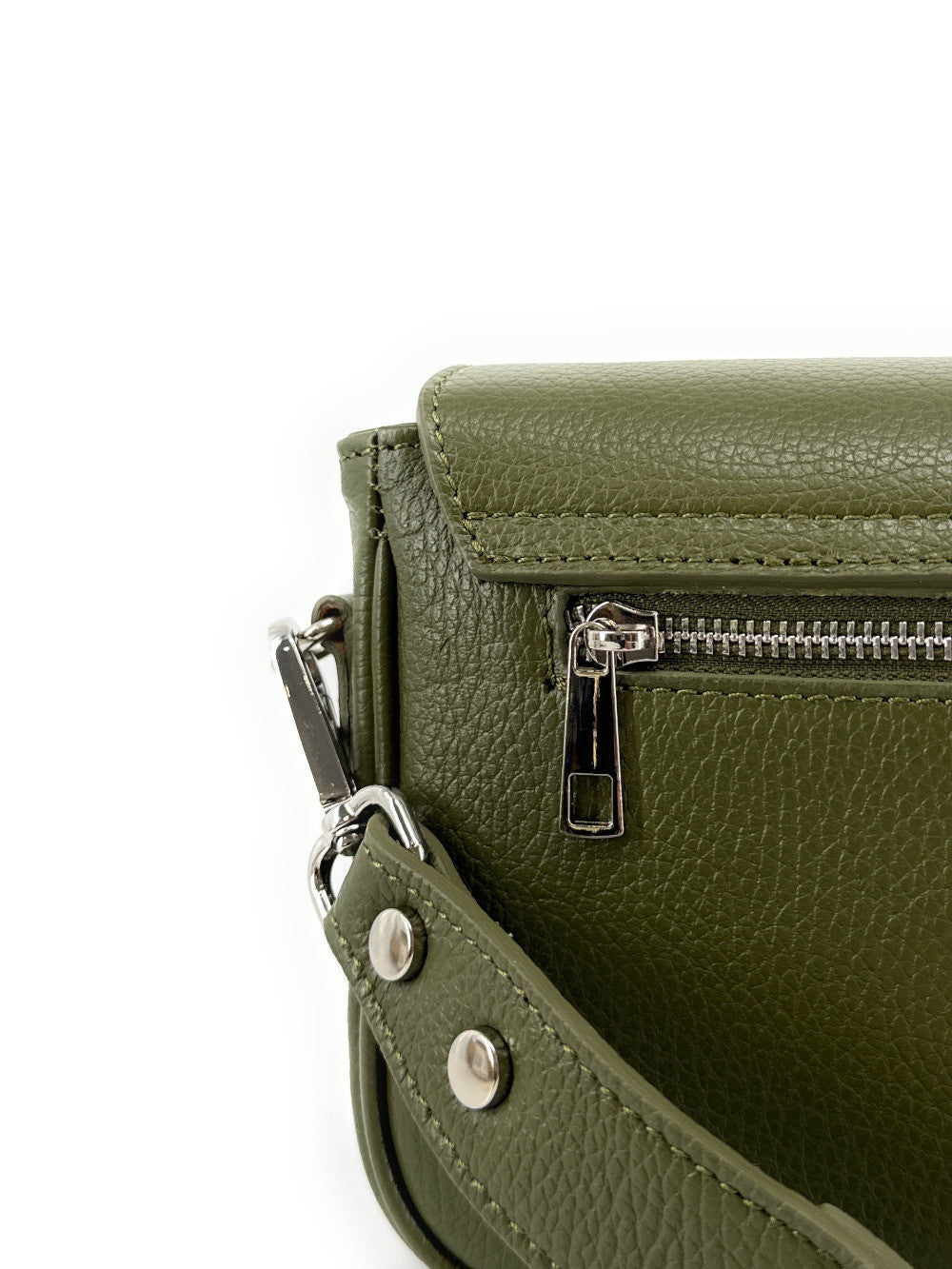 Sac french stick en cuir grainé BAGGY Kaki
