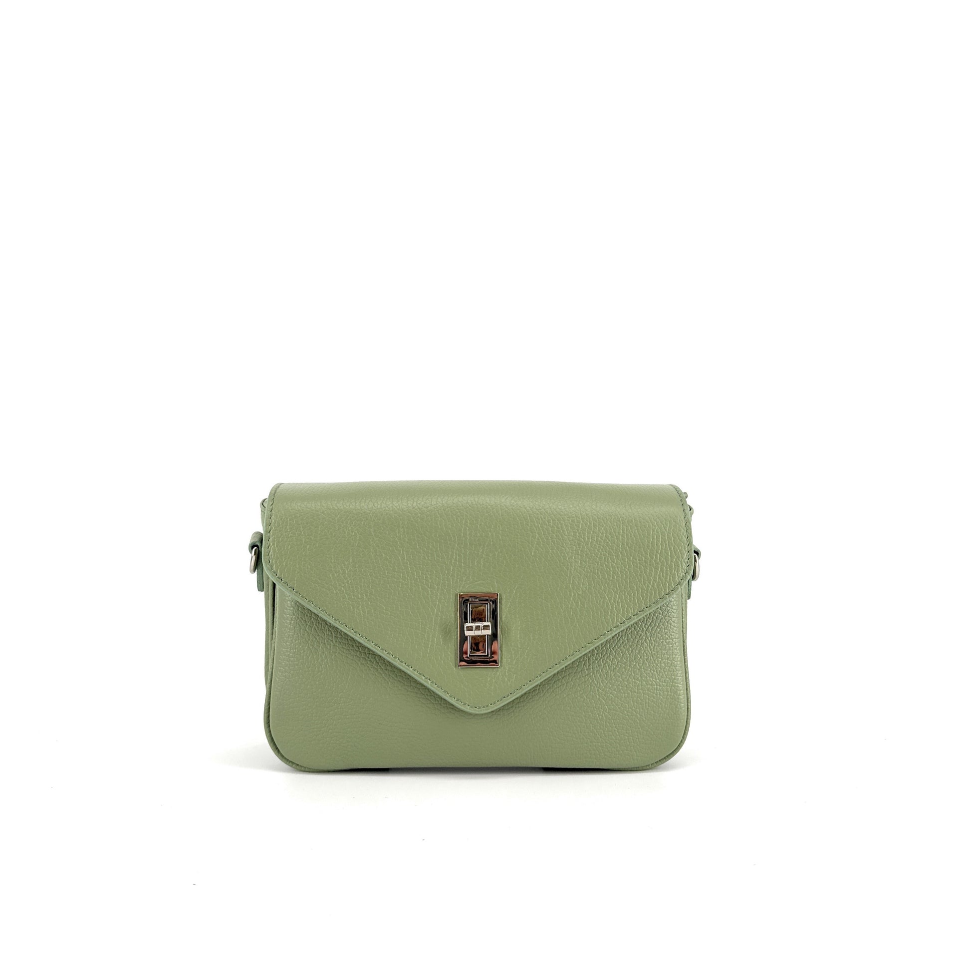 Sac french stick en cuir grainé BAGGY Vert amande