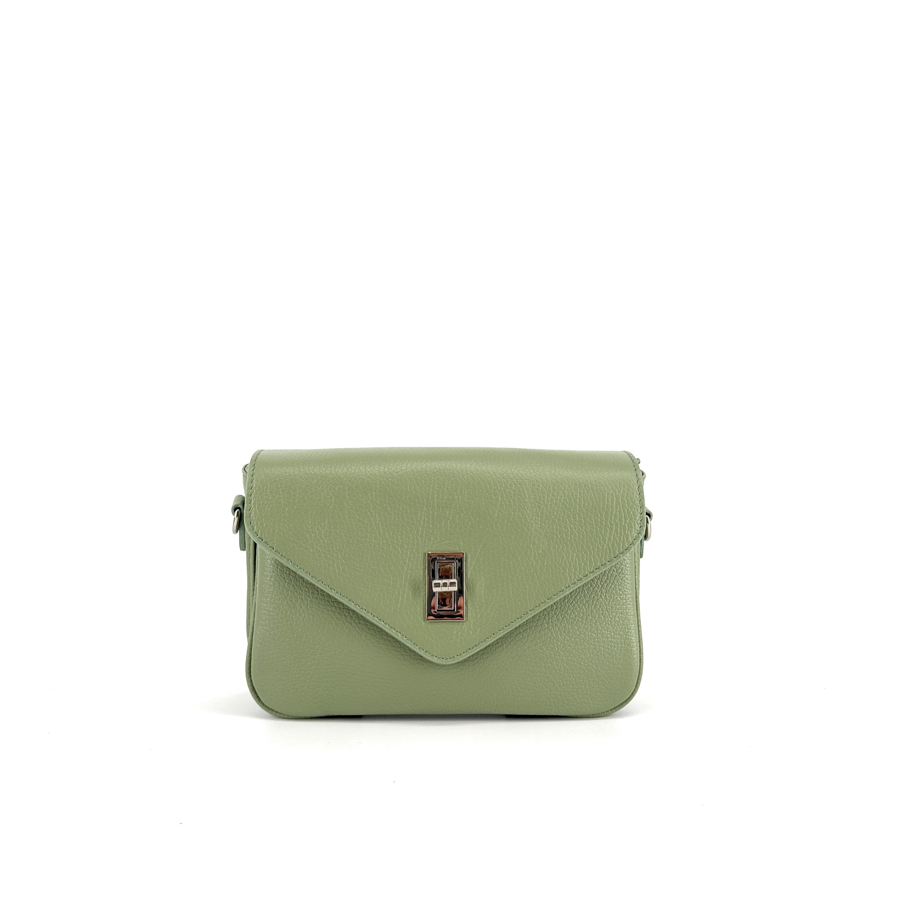 Sac french stick en cuir grainé BAGGY Vert amande