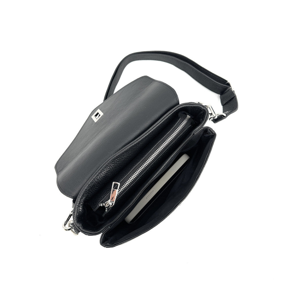 Sac french stick en cuir grainé BAGGY Noir