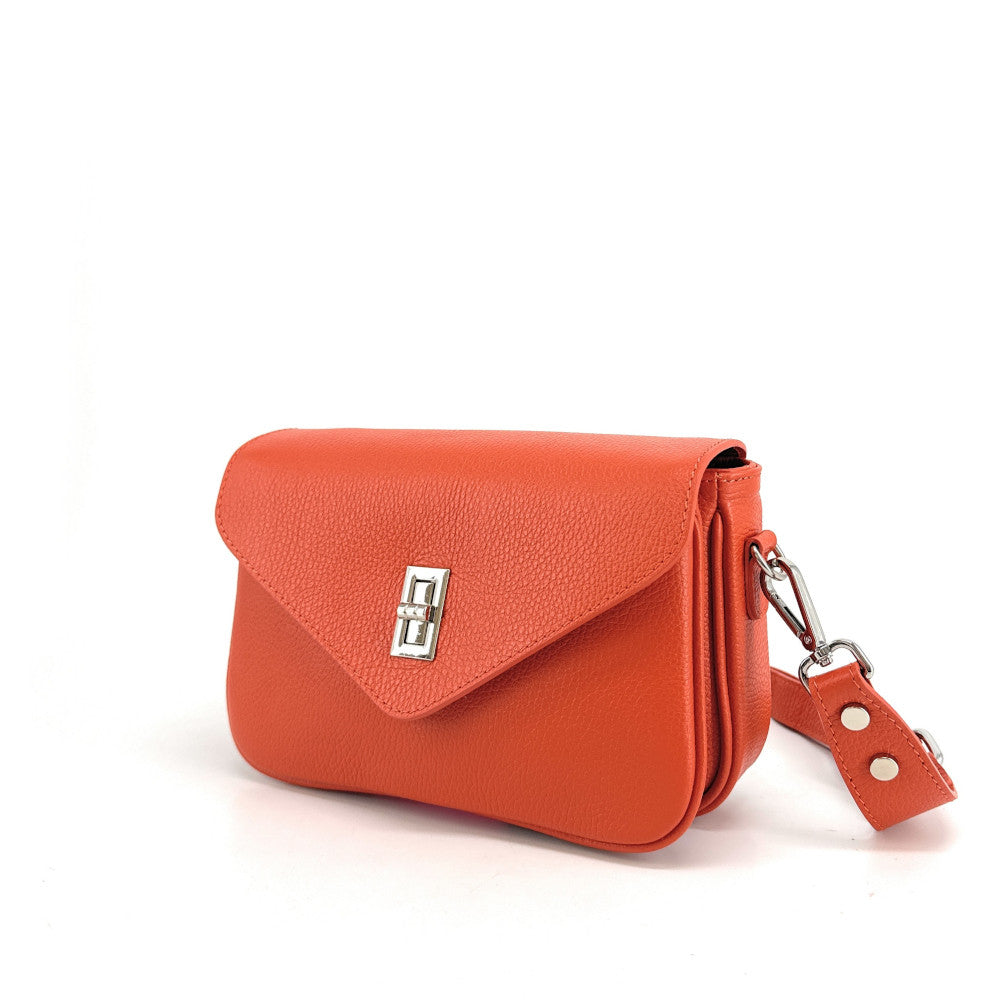 Sac french stick en cuir grainé BAGGY Mandarine