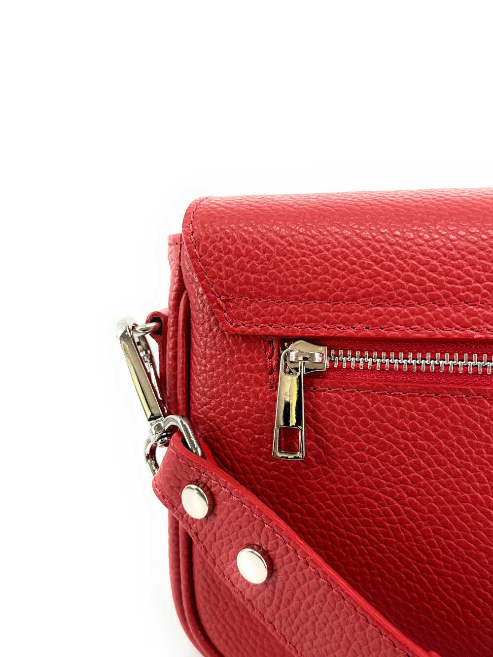 Sac french stick en cuir grainé BAGGY Rouge garance