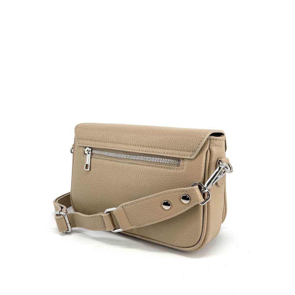 Sac french stick en cuir grainé BAGGY Taupe clair