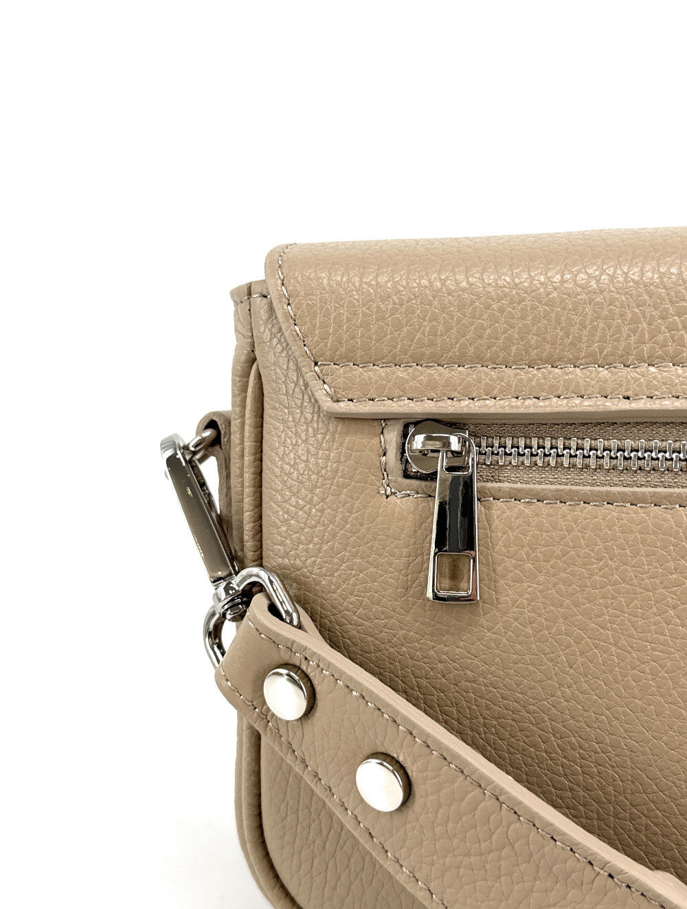 Sac french stick en cuir grainé BAGGY Taupe clair