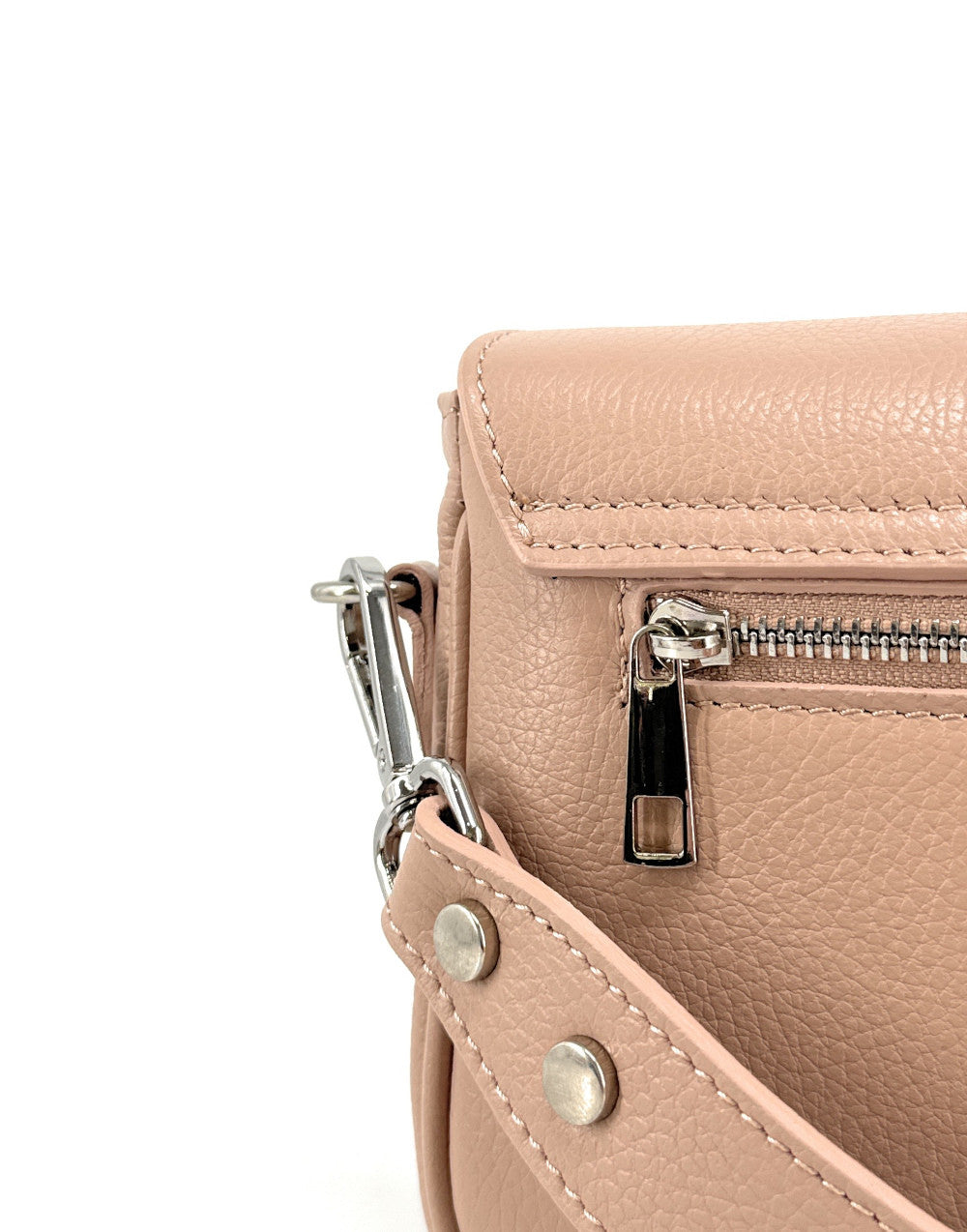 Sac french stick en cuir grainé BAGGY Rose nude