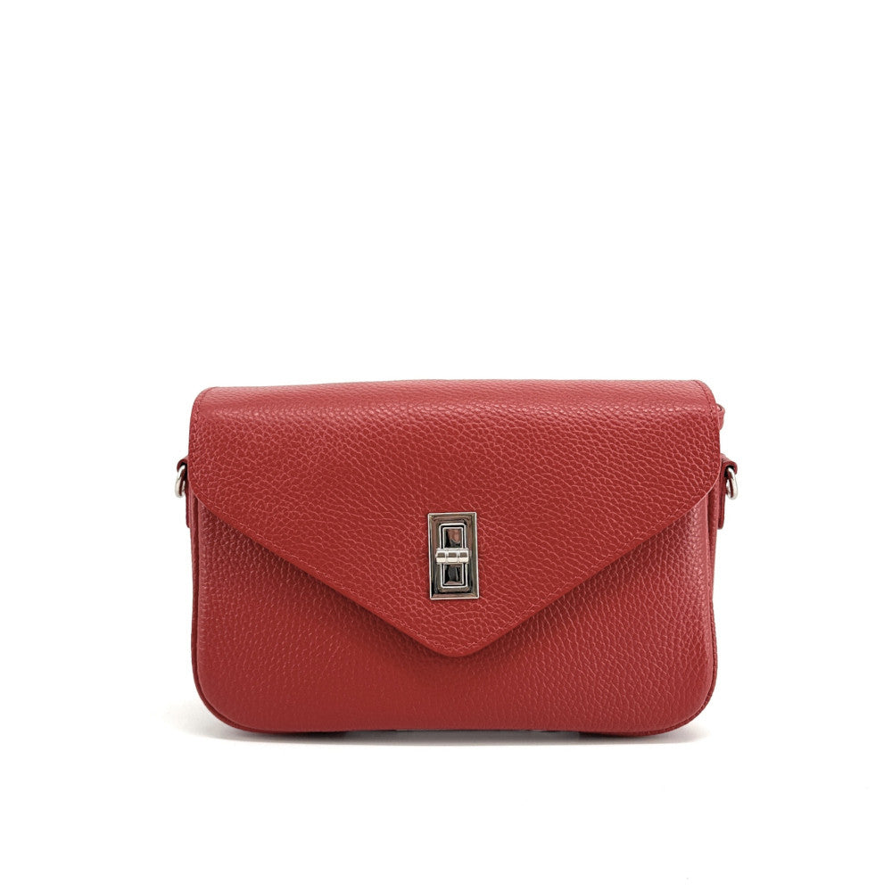 Sac french stick en cuir grainé BAGGY Rouge garance