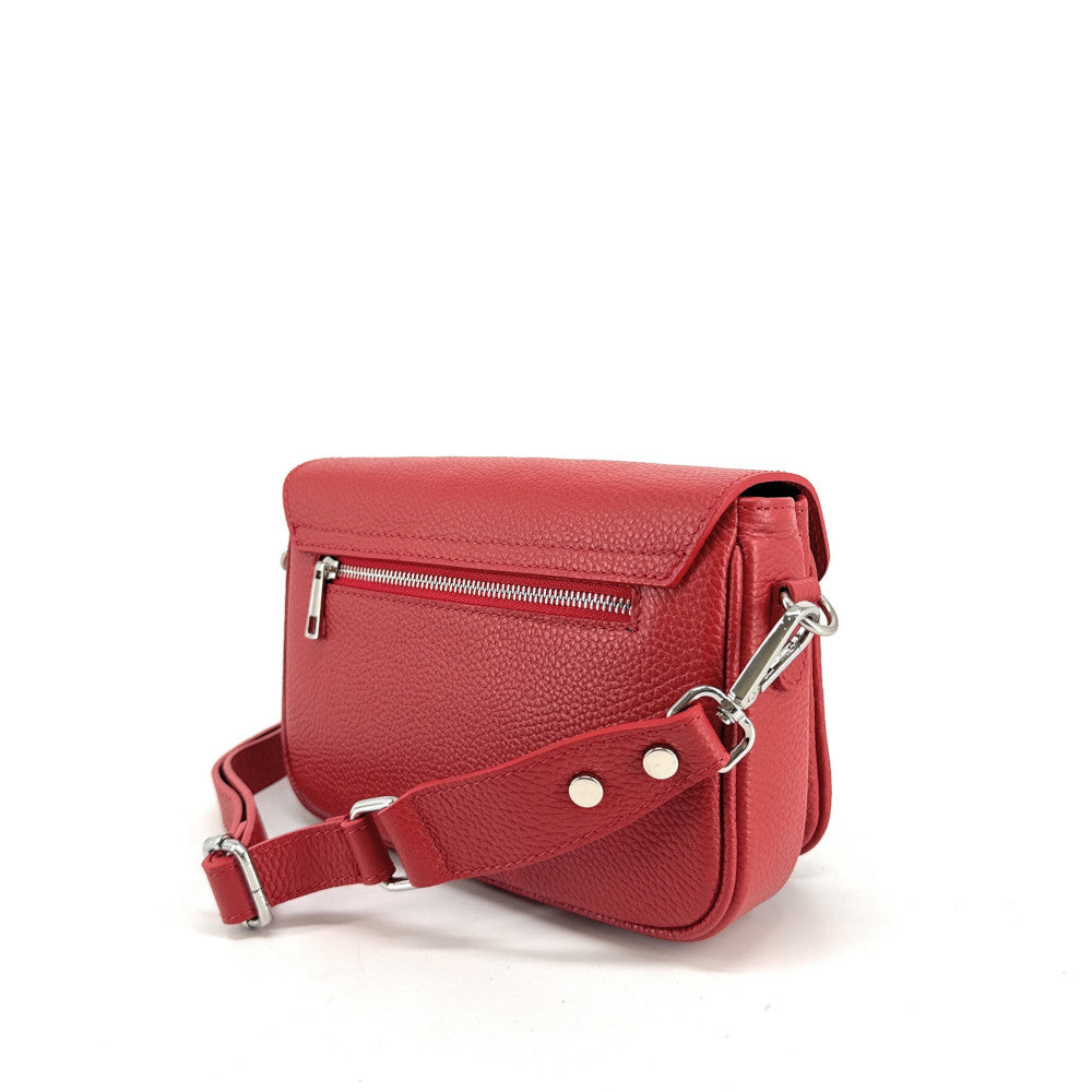 Sac french stick en cuir grainé BAGGY Rouge garance