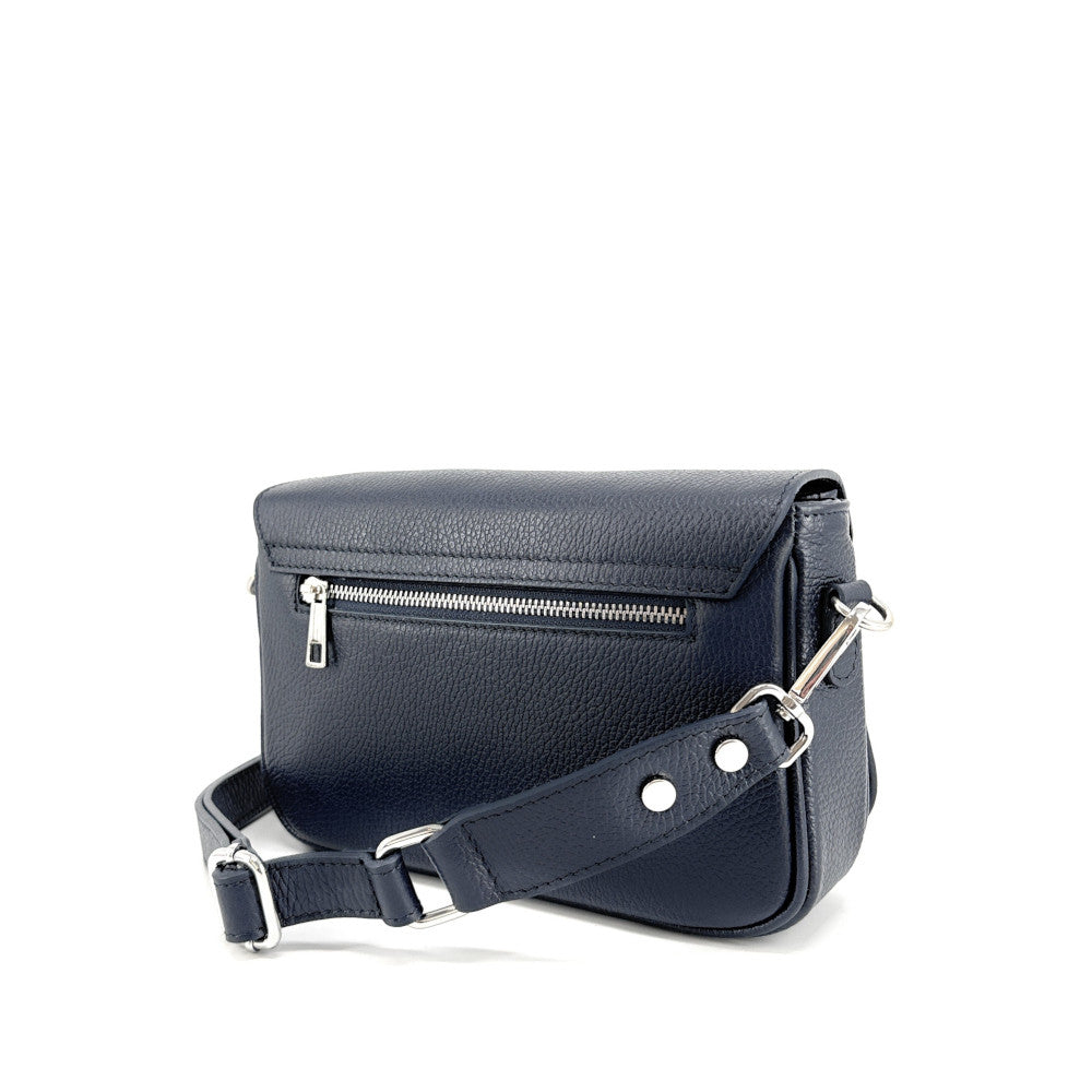 Sac french stick en cuir grainé BAGGY Bleu marine