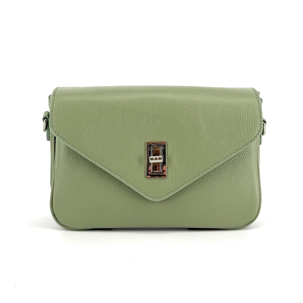 Sac french stick en cuir grainé BAGGY Vert amande