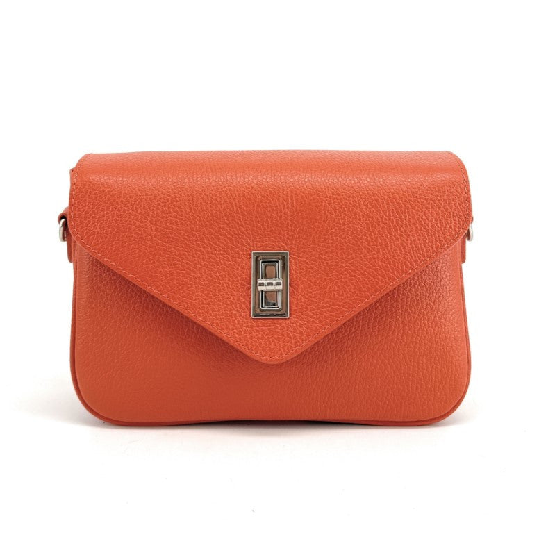 Sac french stick en cuir grainé BAGGY Mandarine