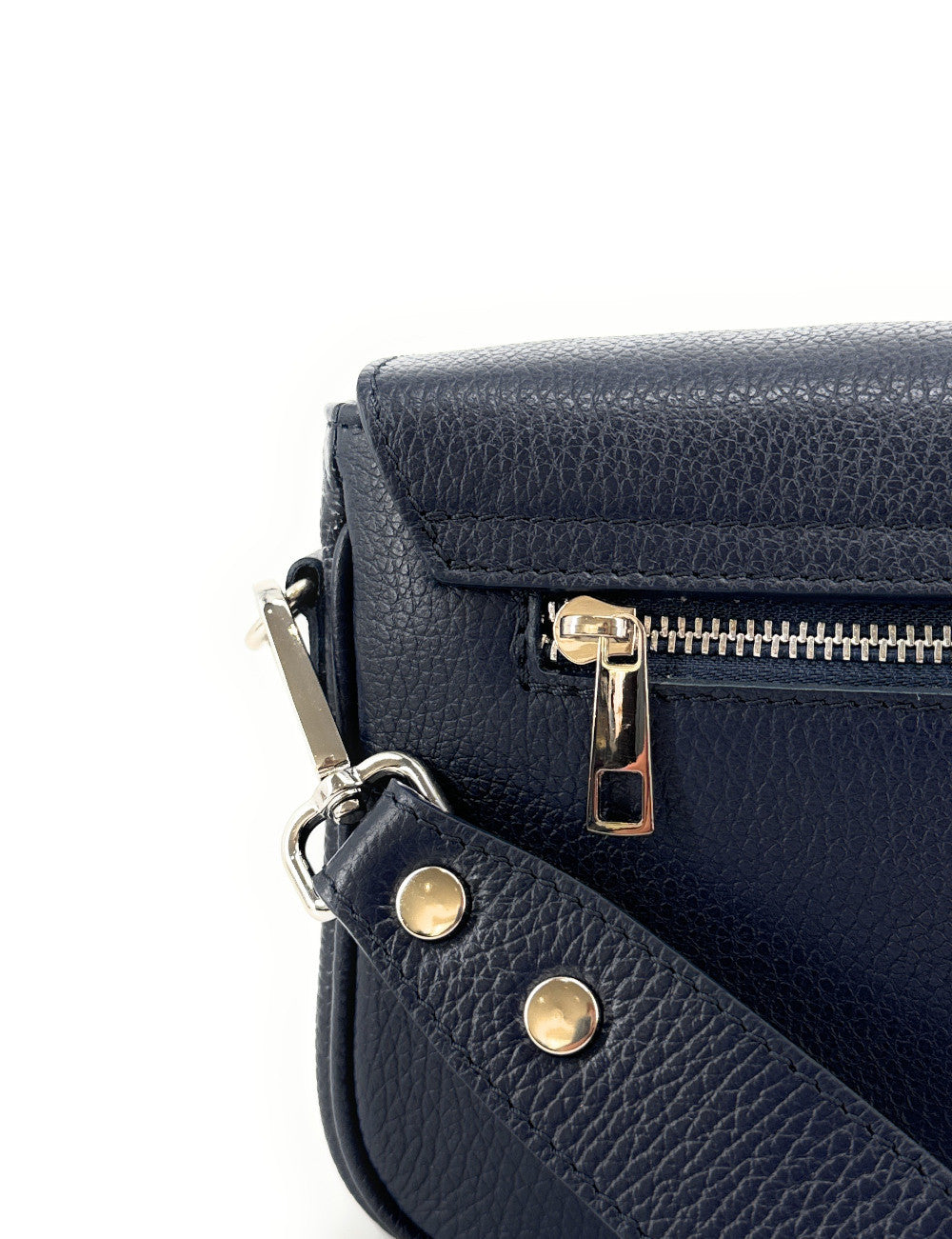 Sac french stick en cuir grainé BAGGY Bleu marine