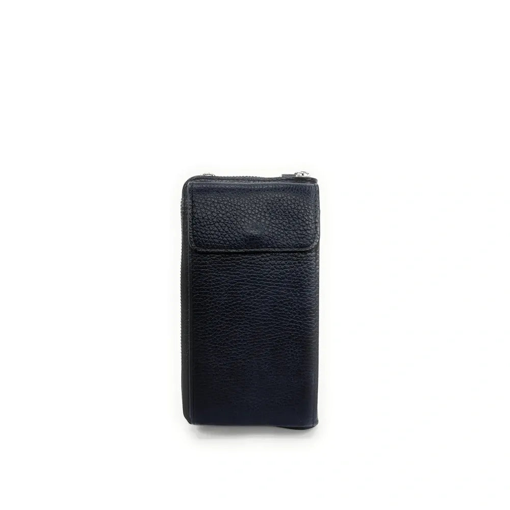 Mini-sac pochette en cuir grainé STREET Bleu marine