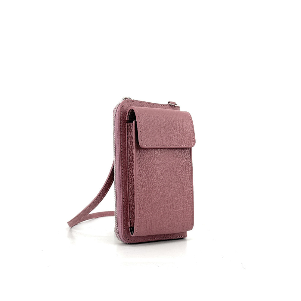 Mini-sac pochette en cuir grainé STREET Rose poudre