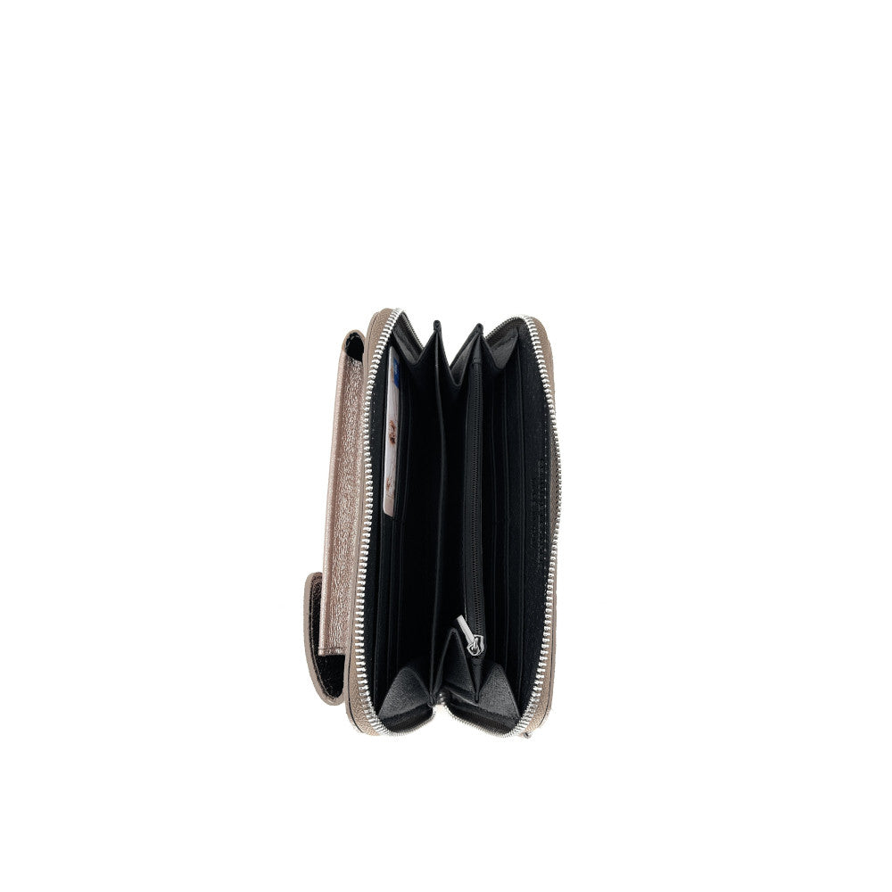 Mini-sac pochette en cuir grainé STREET Champagne irisé